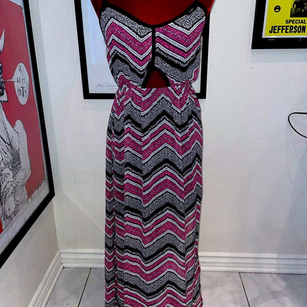 “Material Girl” black, white and pink dress